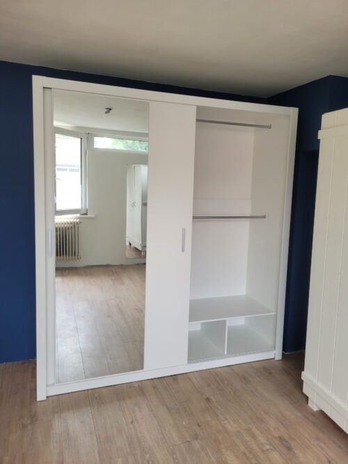 Kledingkast met spiegel Vasto 200 Wit deur rechts open