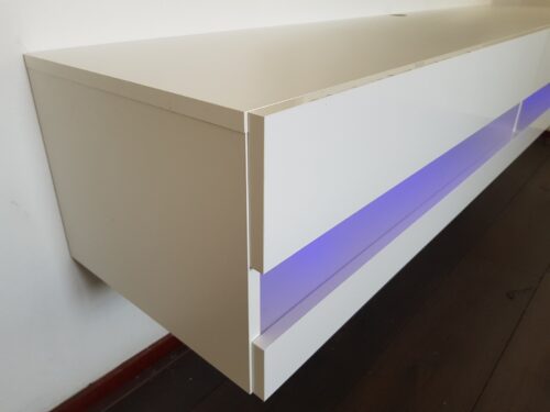 Tv-meubel Bobbie LED Mat wit - Hoogglans wit