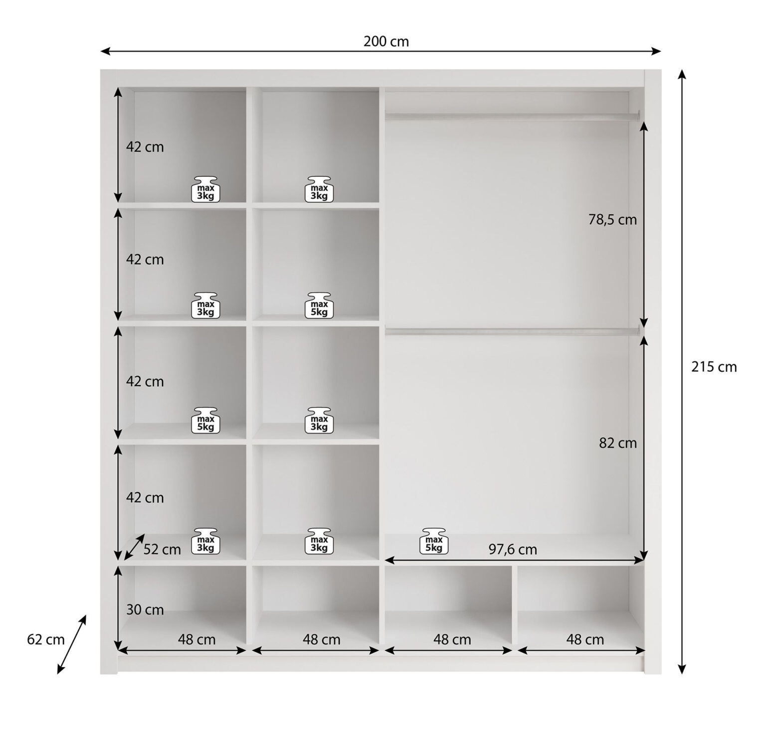 Kledingkast breedte 200 cm