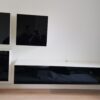 Vooraanzicht tv-wandmeubel Ziggy Mat wit - Hoogglans zwart