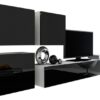 Compleet tv-wandmeubel Ziggy Mat wit - Hoogglans zwart