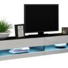 Tv-meubel Bobbie 140 mat zwart - hoogglans wit